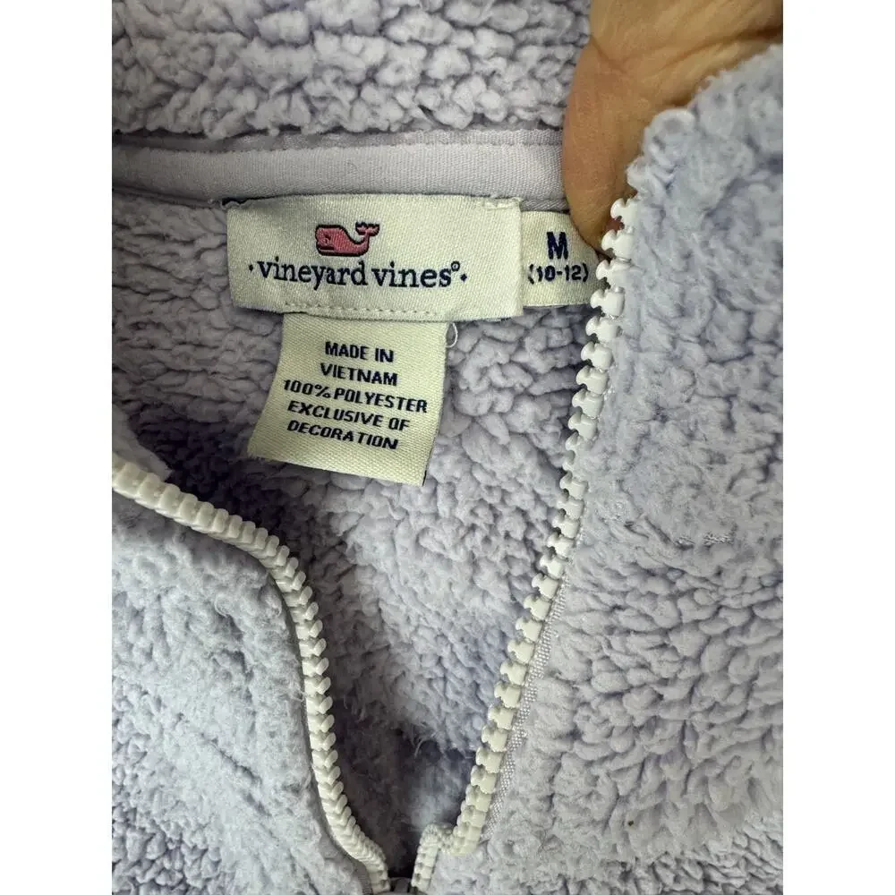 Vineyard Vines Fleece Quarter Zip Pullover Jacket Lavender Kids Size Med 10/12